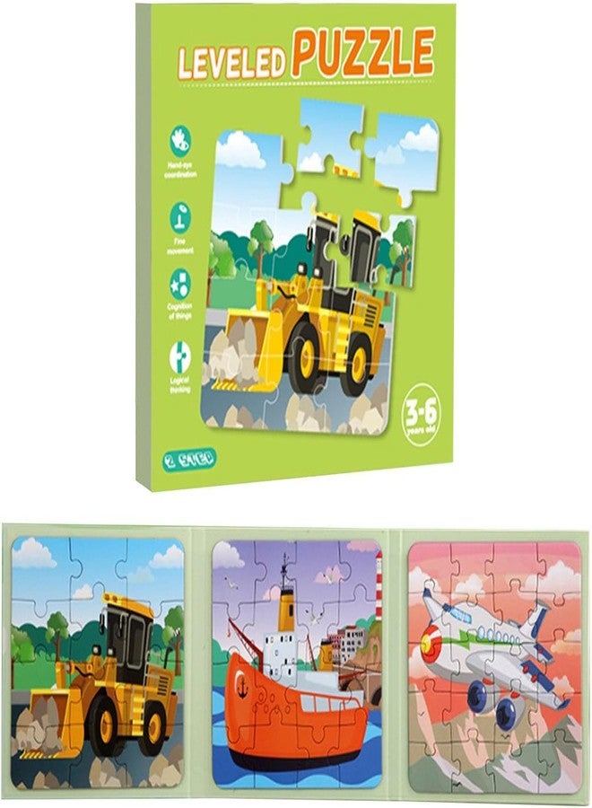 SID MAGIC Magnetic Puzzle Book for Kids Portable Educational Travel Toy Foldable 3 Panel Puzzles for Toddlers & Children (Vehicle) - Image 1